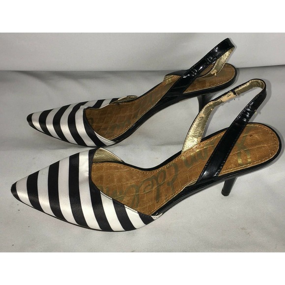 Sam Edelman Shoes - Sam Edelman Black & White Striped Slingback 9